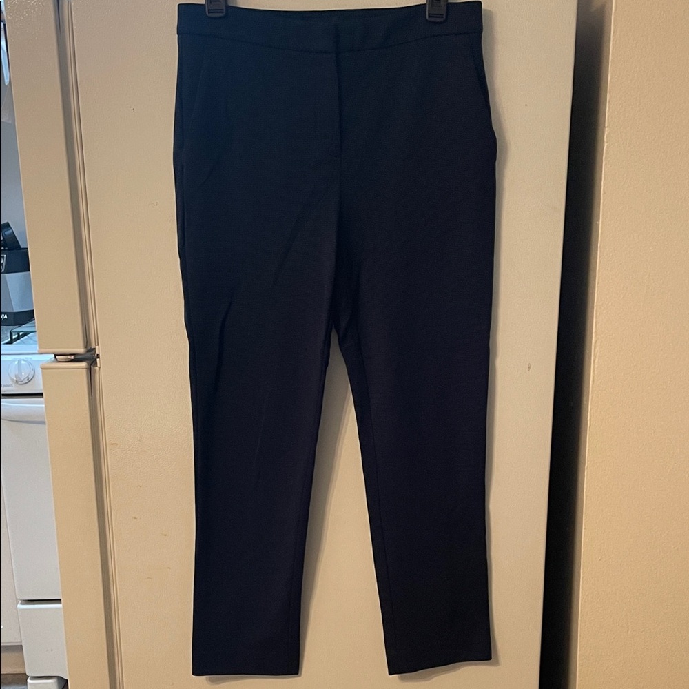 Theory Women’s Size 4 Navy Dress Pants Pockets Double Clasp Career Modest Soft